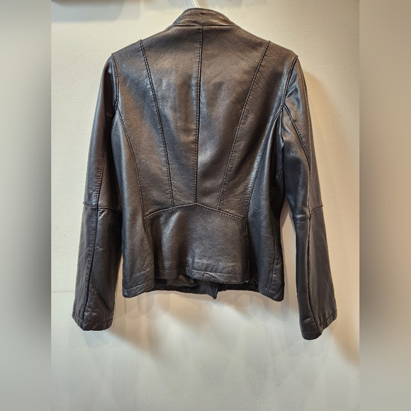 Michael Kors Leather Moto Jacket, Black, Size US M - Picture 5 of 15